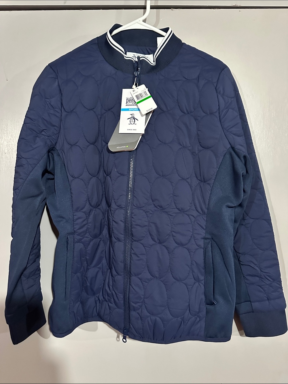 Original Penguin Quilted Navy Full-Zip Bomber